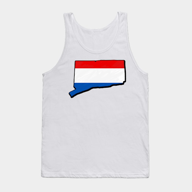 Red, White, and Blue Connecticut Outline Tank Top by Mookle